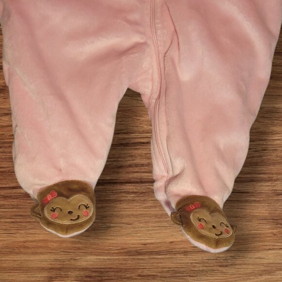 Carter's Just One You Infant Baby Girls Bunting Hooded Fleece Monkey Snowsuit - Picture 6 of 8